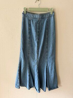 PASHU | Vintage Y2K Western Flare Denim Maxy Skirt | XSmall